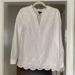 Talbots white eyelet blouse